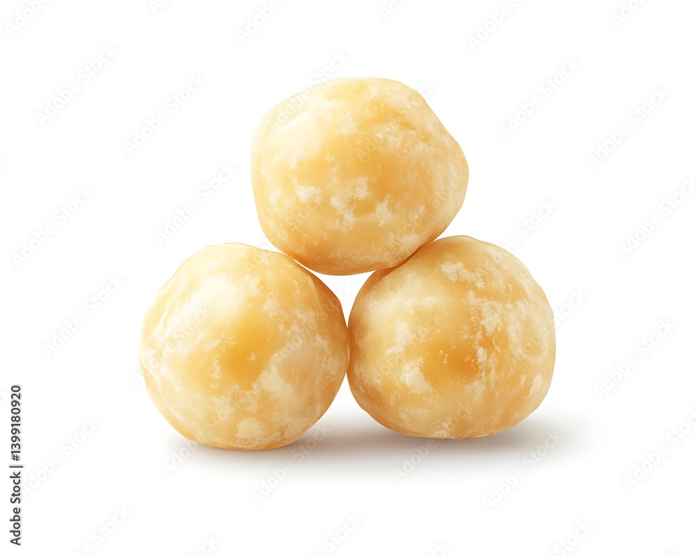 Deliciously Sweet and Crunchy Macadamia Nuts Piled in a Neat Stack on a Clean Surface Deliciously Sweet and Crunchy Macadamia Nuts Piled in a Neat Stack on a Clean Surface