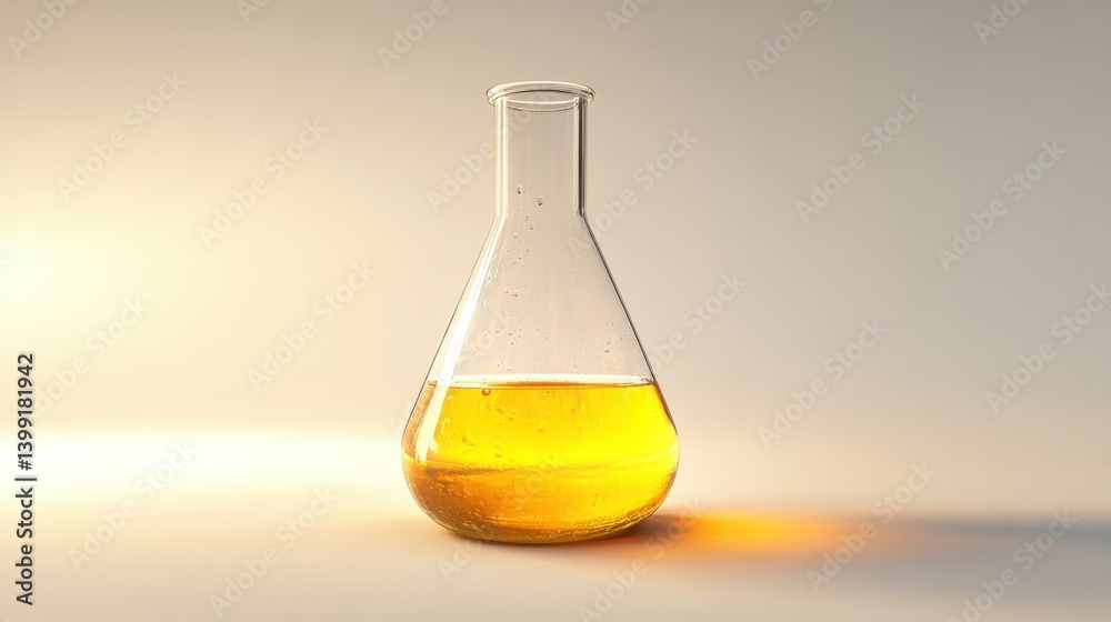 a hyper-detailed 3D rendering of a laboratory flask on a white background,