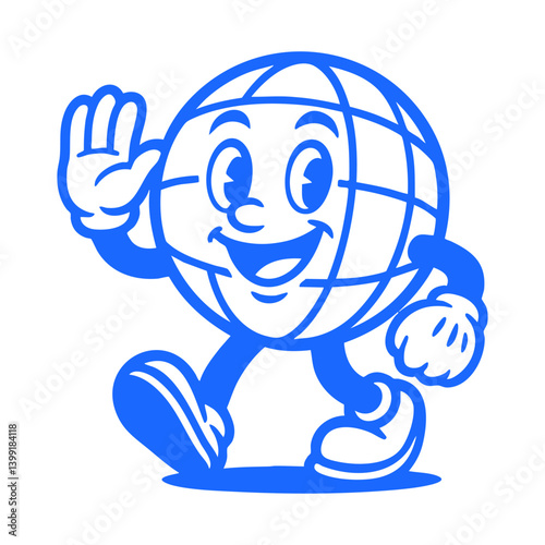 globe cartoon mascot character vector illustration