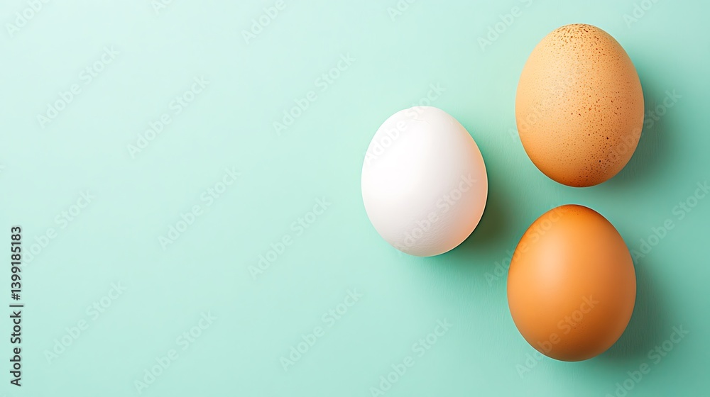 Fresh Farm Eggs on Soft Mint Background Ideal for Cooking and Culinary Projects Fresh Farm Eggs on Soft Mint Background Ideal for Cooking and Culinary Projects