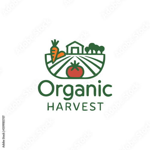 The farm food logo with fresh produce elements, perfect for organic food, agribusiness, eco-friendly markets, or sustainable farming brands.