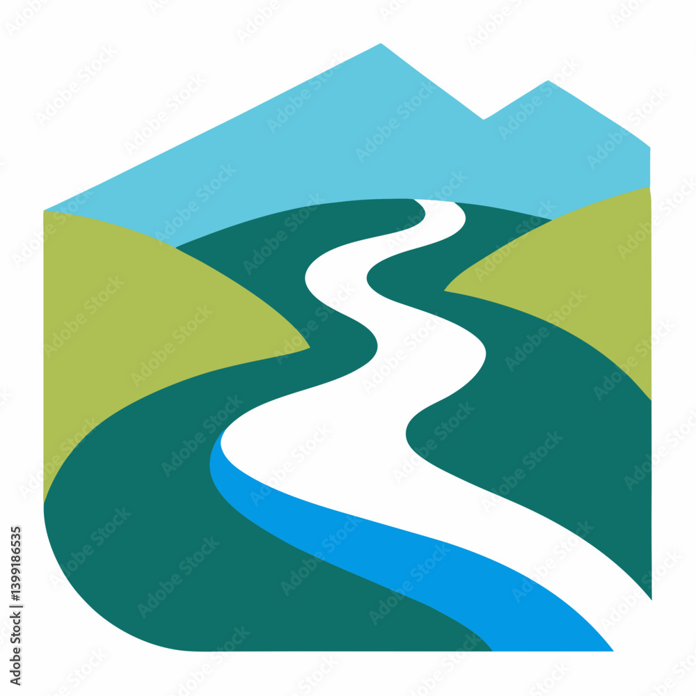 Fototapeta premium Hills with a winding river flowing through