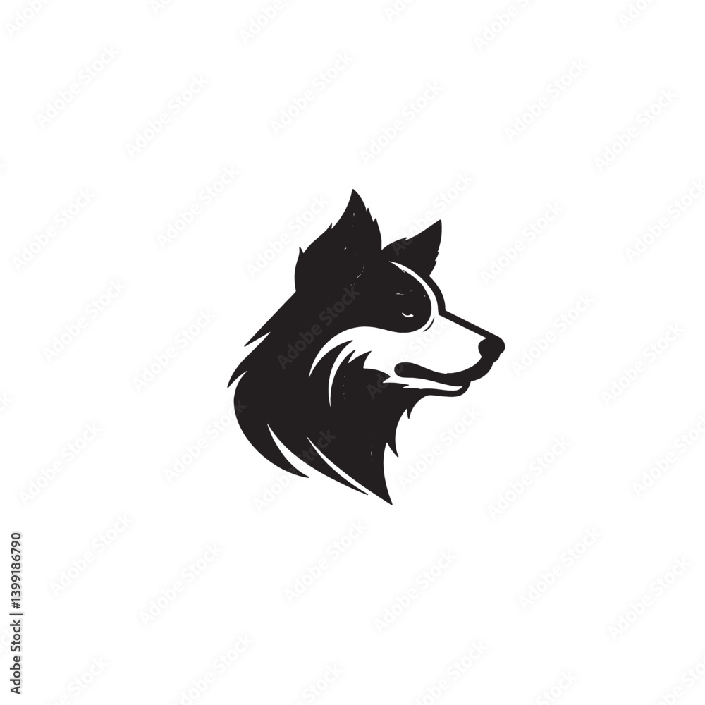Fototapeta premium Flat Dog Head Logo Vector on White