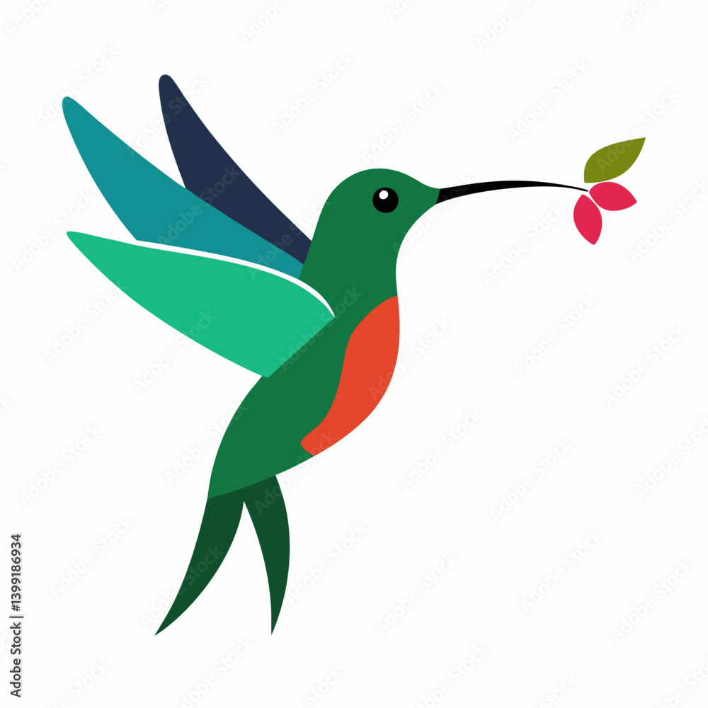 Obraz premium Hummingbird hovering near flower