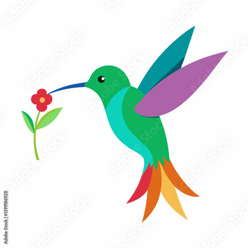 Hummingbird hovering near flower