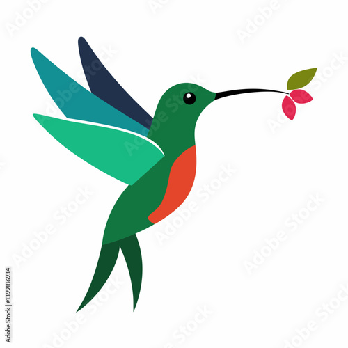 Hummingbird hovering near flower