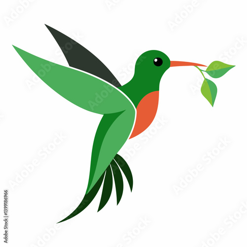 Hummingbird hovering near flower