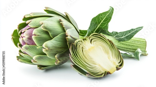 Obraz na płótnie a hyper-detailed centered composition of a fresh artichoke, with green leaves w salonie