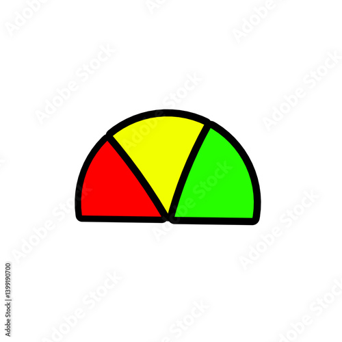 Colorful gauge displaying red, yellow, and green segments indicating levels of measurement