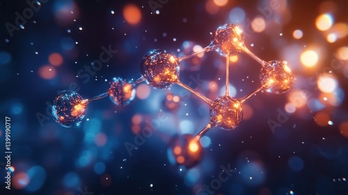 Obraz na płótnie a hyper-detailed macro view of a glucose molecule (C6H12O6), with glowing carbon, hydrogen, and oxygen atoms, on a dark blur background w salonie