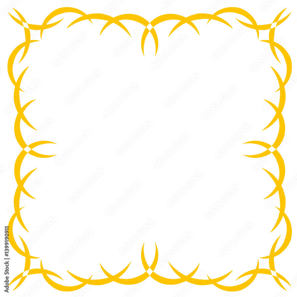 Decorative yellow border design with intricate patterns suitable for invitations or backgrounds