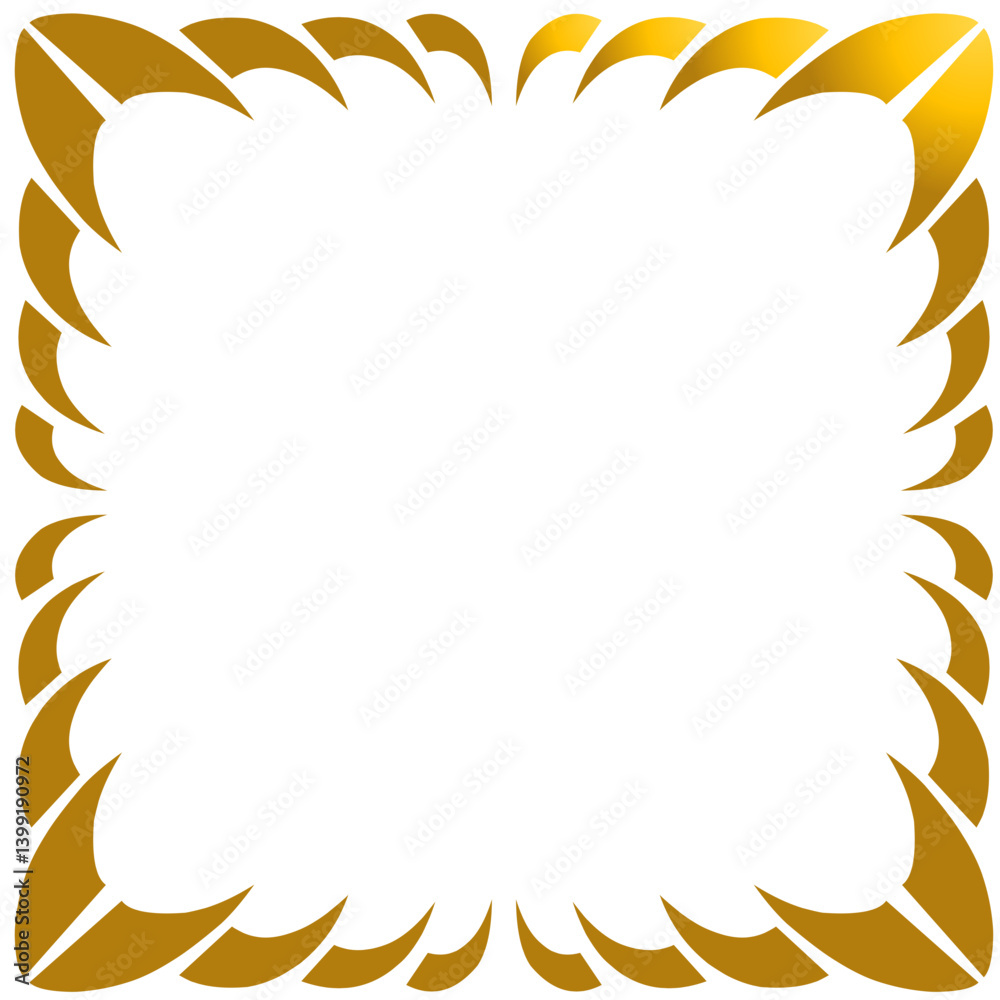 Elegant golden border design featuring ornate leaf patterns, ideal for invitations or certificates Elegant golden border design featuring ornate leaf patterns, ideal for invitations or certificates