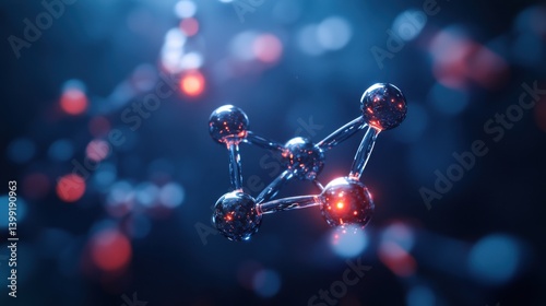 Obraz na płótnie a hyper-detailed macro view of a glucose molecule (C6H12O6), with glowing carbon, hydrogen, and oxygen atoms, on a dark blur background w salonie