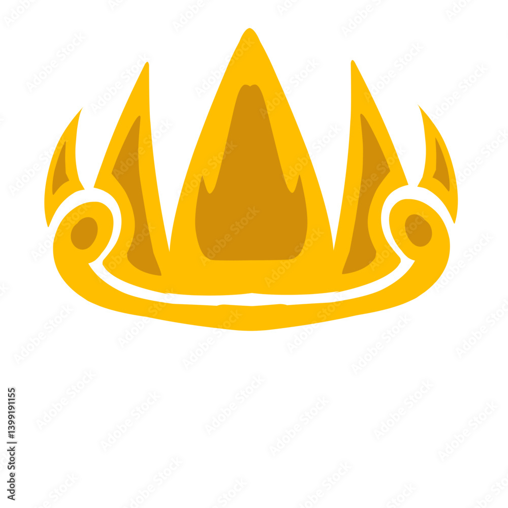 Golden crown illustration with sharp peaks and smooth curves, ideal for design projects and branding Golden crown illustration with sharp peaks and smooth curves, ideal for design projects and branding