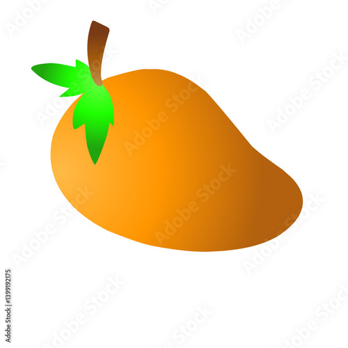 Vibrant mango with green leaf against a minimalist background, perfect for food-related projects