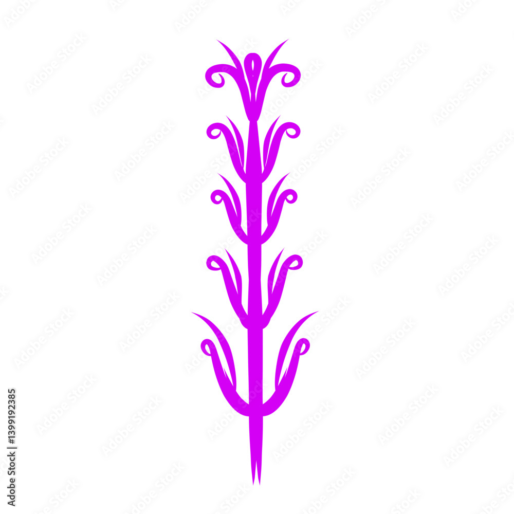 Obraz premium Vibrant purple floral design with intricate patterns showcasing nature's elegance on a white background