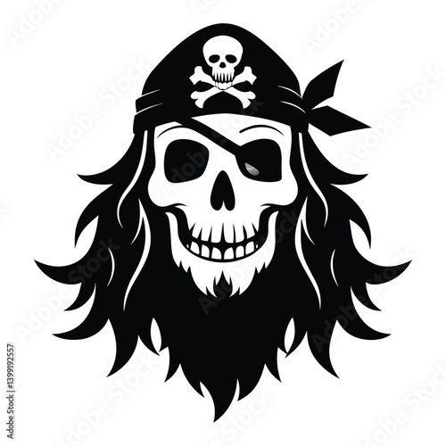  Pirate Skull with Bandana and Eyepatch,pirate, skull, bandana, eyepatch