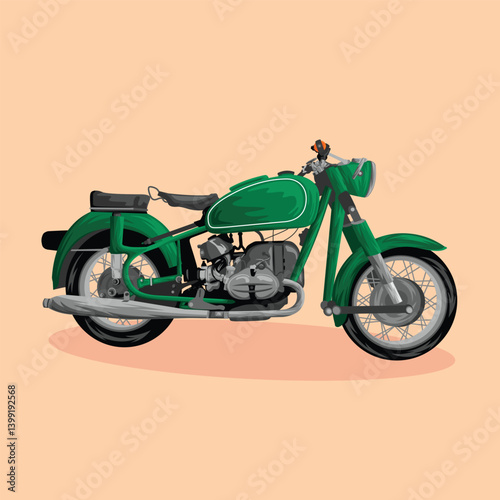Classic Men's Sport Motorcycle Motorbike Colorful Detailed Vector