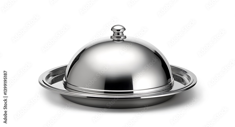 Elegant Stainless Steel Cloche with Base for Food Presentation at Fine Dining Establishments Elegant Stainless Steel Cloche with Base for Food Presentation at Fine Dining Establishments