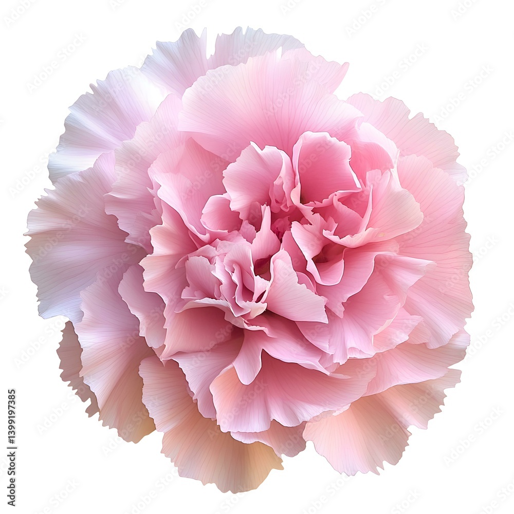 Light Pink Carnation Flower Close Up White Background Light Pink Carnation Flower Close Up White Background