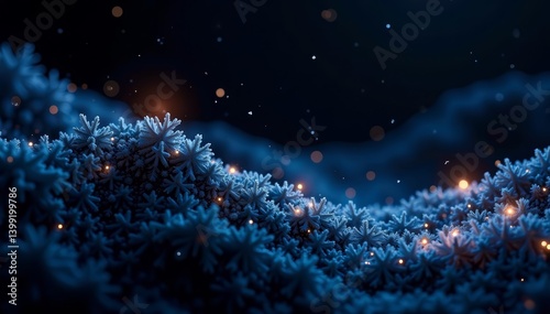 Elegant frostwork design against black background, frame, crystals, cold