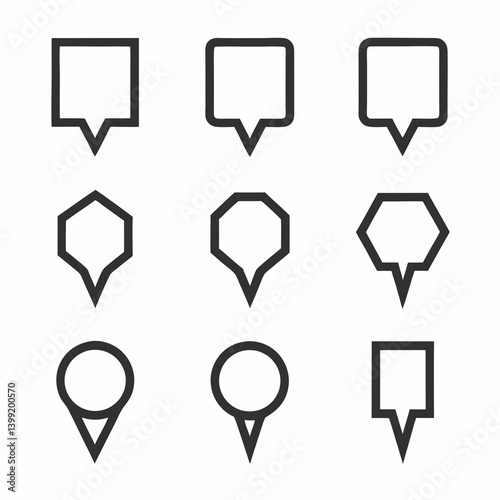 Minimalist Location Pin and Chat Icon Vector Set.