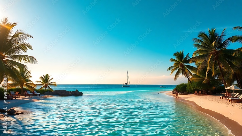 Obraz premium Dreamy Beach Getaway: Summer Vacation & Relaxation Inspiration