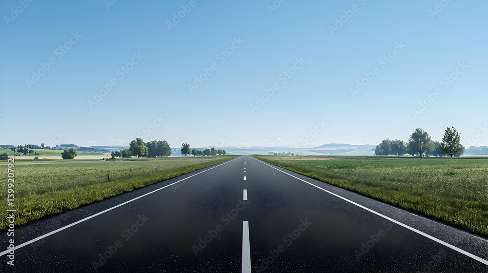 Fototapeta premium Empty Country Road Extends Into Horizon
