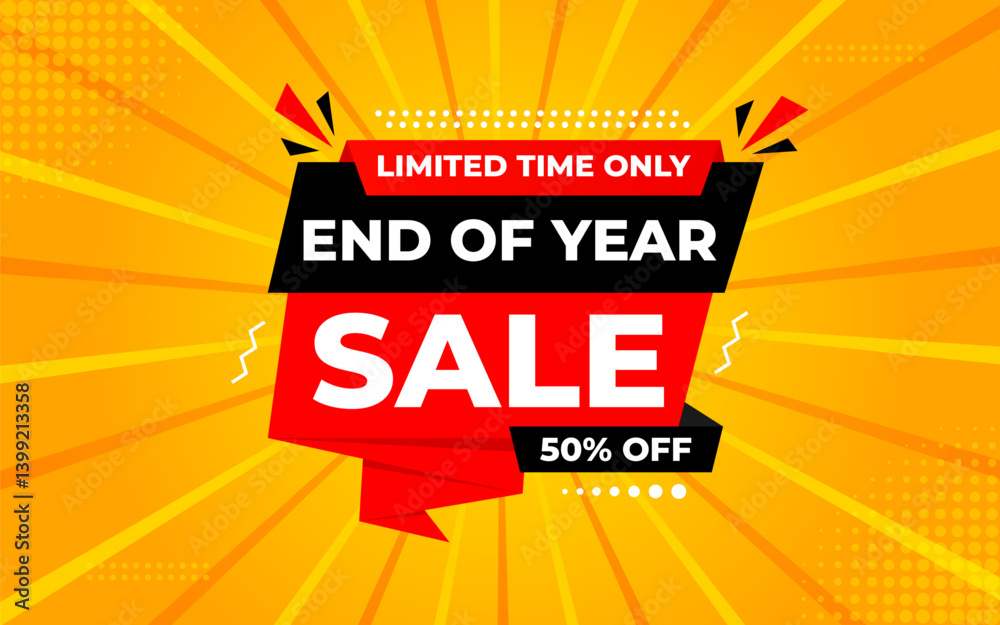 End of Year sale offer banner template. stock clearance background. end of year banner template design for web or social media, Sale special offer. abstract vector design.