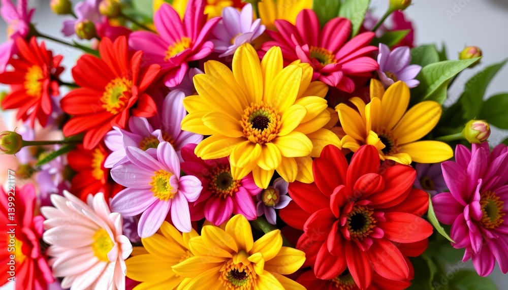 Fototapeta premium Vibrant faux flower bunch; ideal crafting or décor, wedding, petals