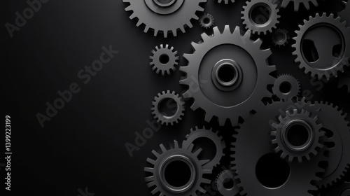 Obraz na płótnie Black Gears on Dark Background for Industrial and Mechanical Themes w salonie