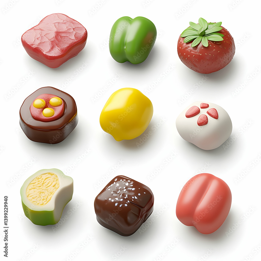 Fototapeta premium High-Resolution 3D Food Icon Set for UI Designers