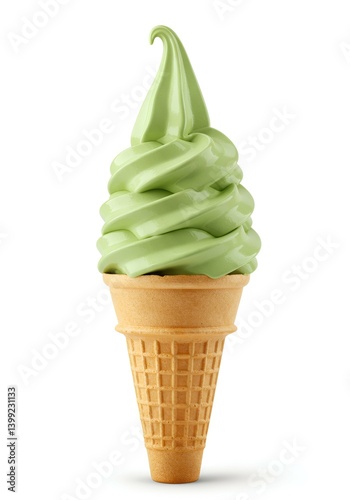 Refreshing Matcha Green Tea Soft Serve Ice Cream Cone