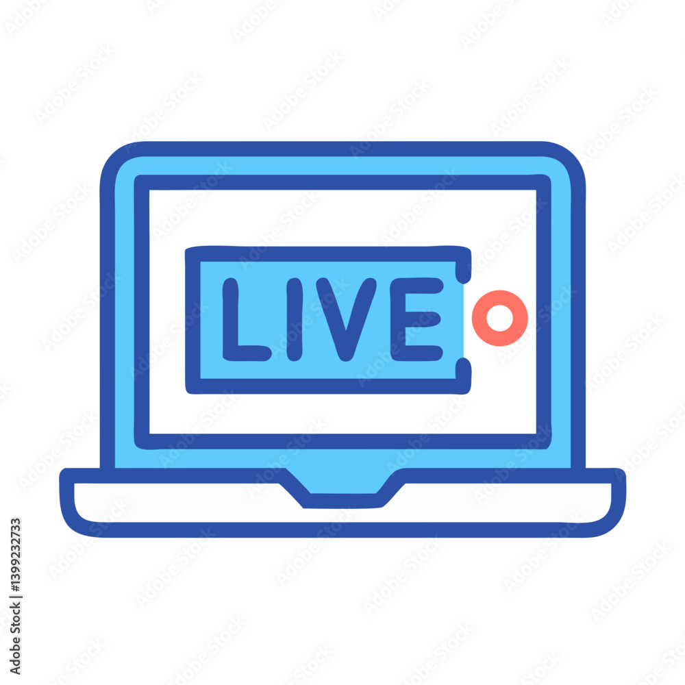 Laptop Displaying Live Broadcast Icon Design Laptop Displaying Live Broadcast Icon Design