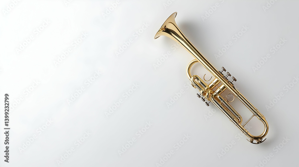 Fototapeta premium Gold Trumpet On White Background