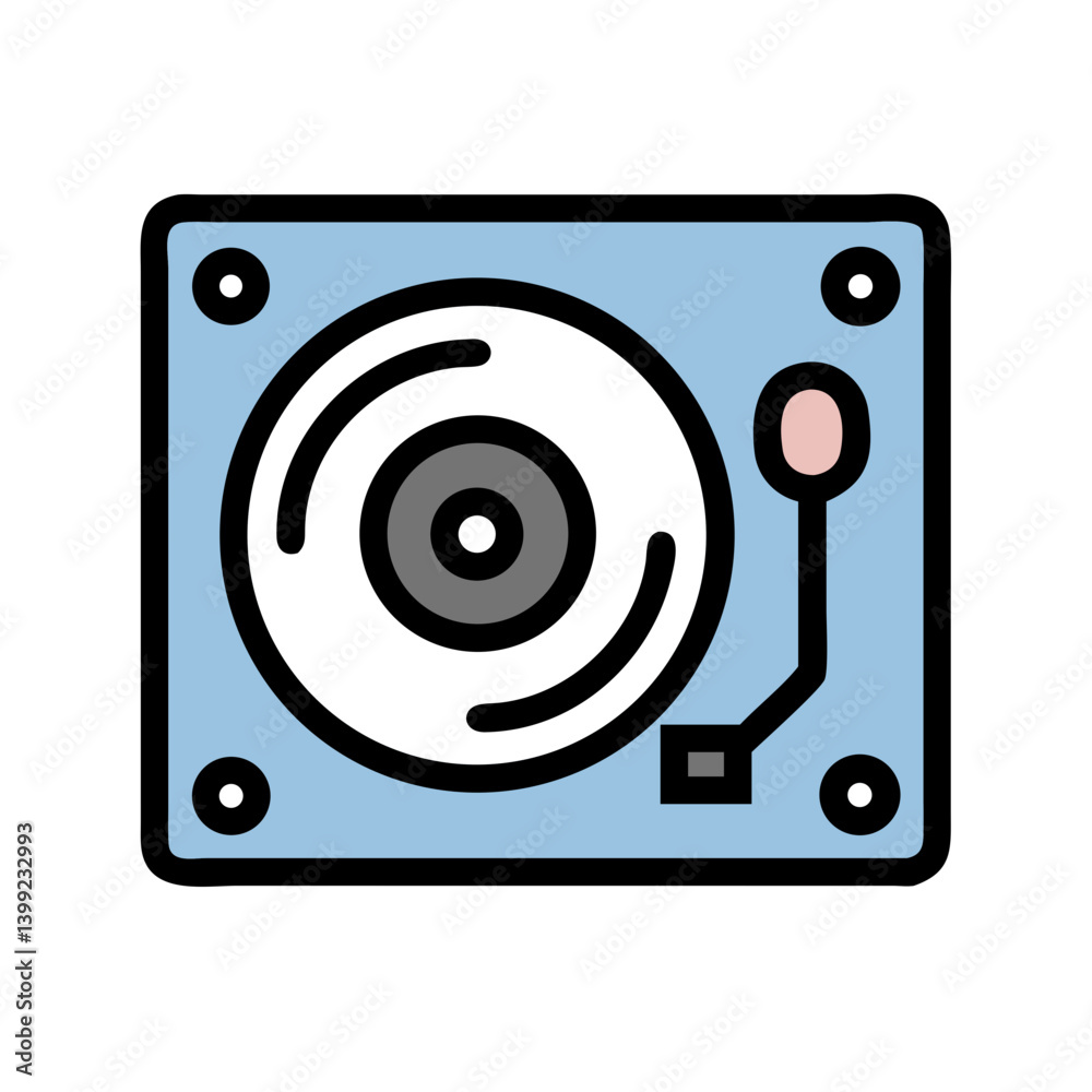 Turntable with Vinyl Record Icon Design