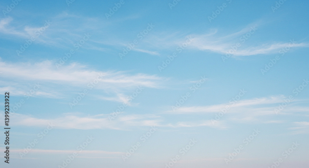 Azure Watercolor Sky with Subtle White Clouds and Negative Space Azure Watercolor Sky with Subtle White Clouds and Negative Space