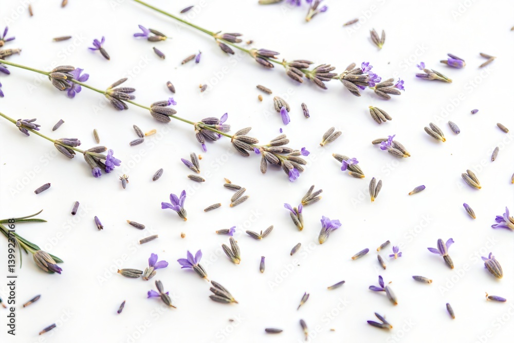 Lavender Flowers on White Background