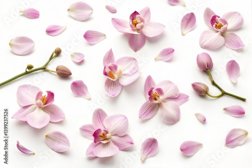 Obraz na płótnie Pink Orchid Petals on White Background w salonie