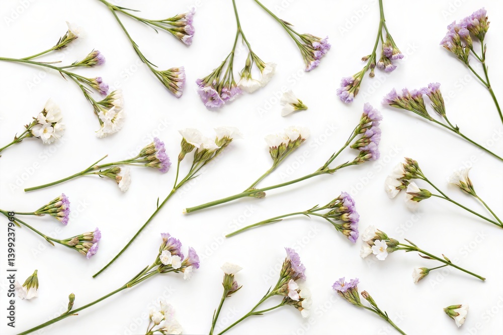 Pastel Flowers on White Background