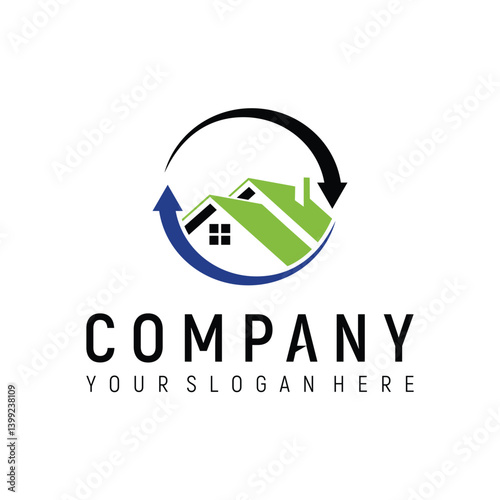 restoration home renovation concept logo design vector template
