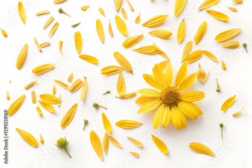 Yellow Flower Petals on White Background