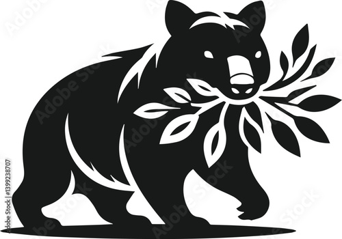Vector silhouette of a wombat