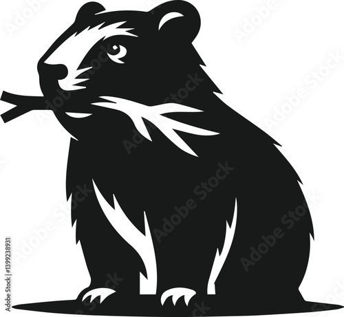 Vector silhouette of a wombat