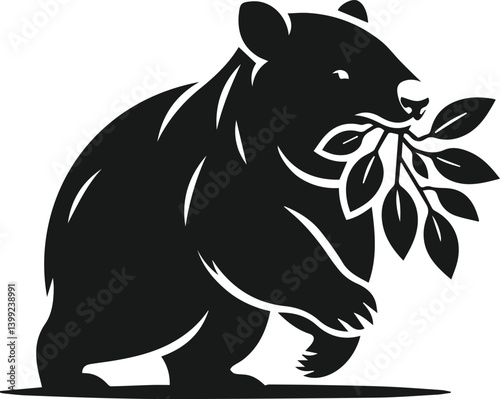 Vector silhouette of a wombat