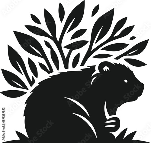 Vector silhouette of a wombat