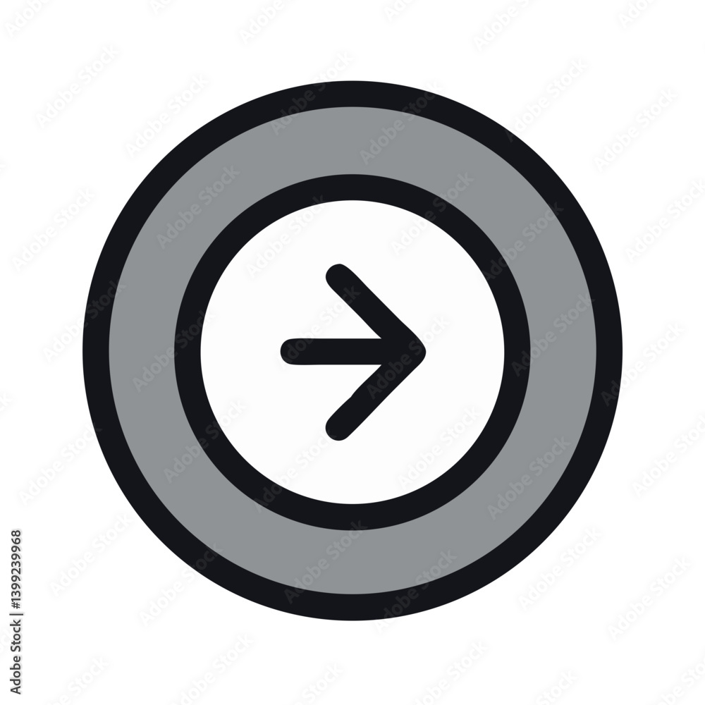 Circular Button with Forward Symbol Icon Design