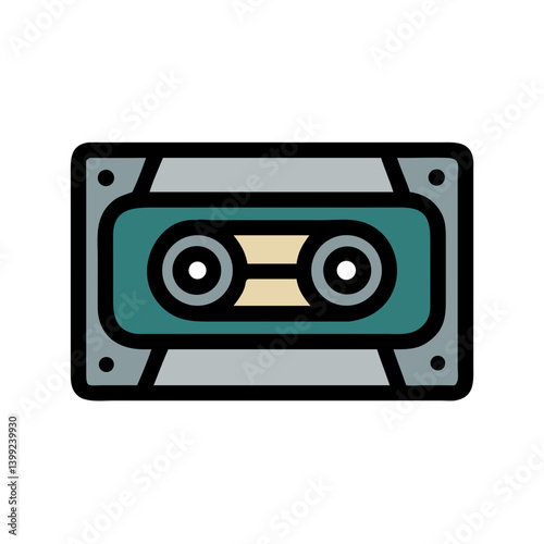 Cassette Tape with Dual Spools Icon Design