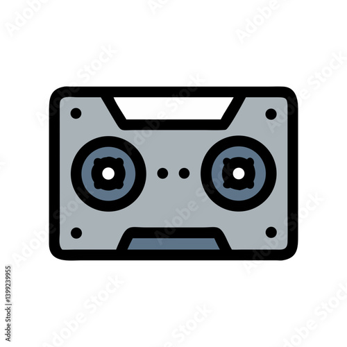 Cassette Tape with Dual Spools Icon Design