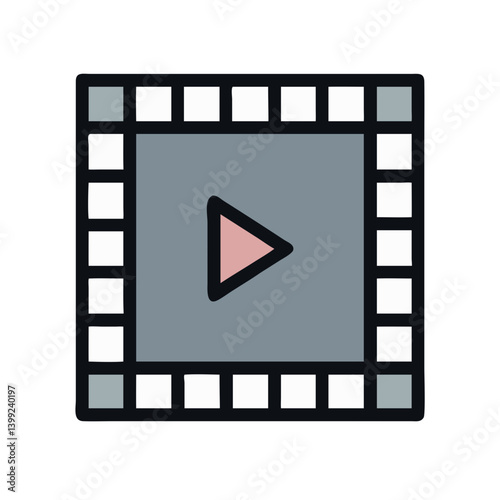 Film Strip with Play Button Icon Design